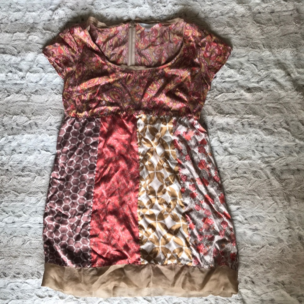Silk boho mini dress